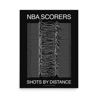 NBA Scorers: Shots By Distance 18x24" Print White on Black